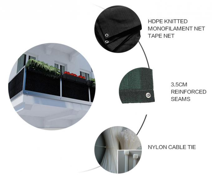 Reticolato nero del recinto di segretezza della casa della tessitura con il legame di nylon/gommini di protezione d'ottone tasso dell'ombra di 95% - di 80%